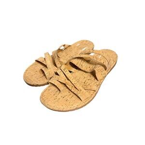 Kork-Ease Khela Tan Cork Strappy Slip On Flat Summer Beach Sandals Size 10M